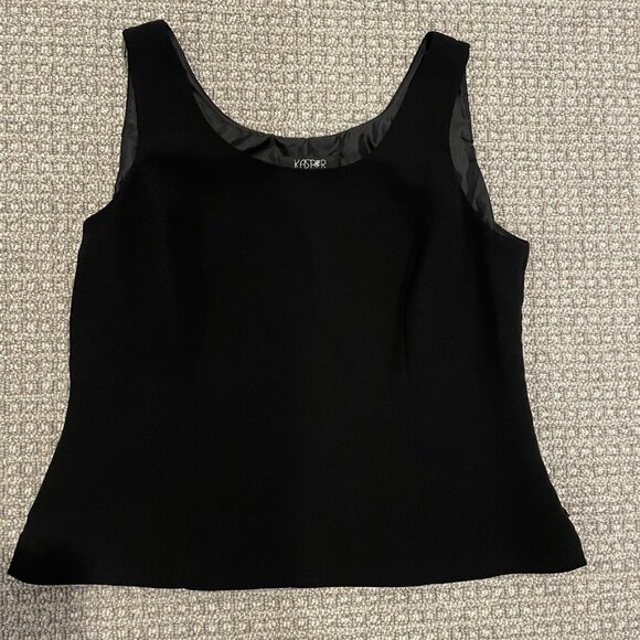 KASPER Shirt Womens Sz 12 Tank Top Separates Black Top Side Zipper Scoop Neck - Picture 1 of 7